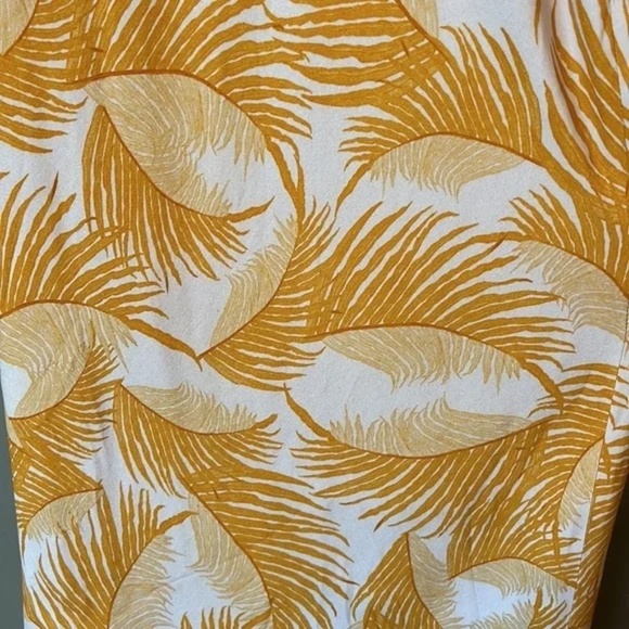 Shona Joy Phoenix Midi Slip Dress in Yellow/ Stone Belted Feather Print Size 6 - Picture 8 of 13